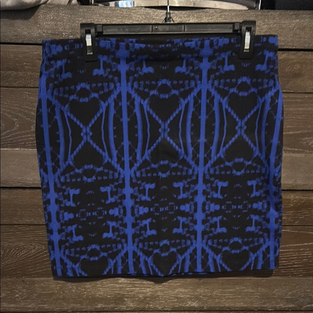 Express Geometric Blue Black Mini Skirt